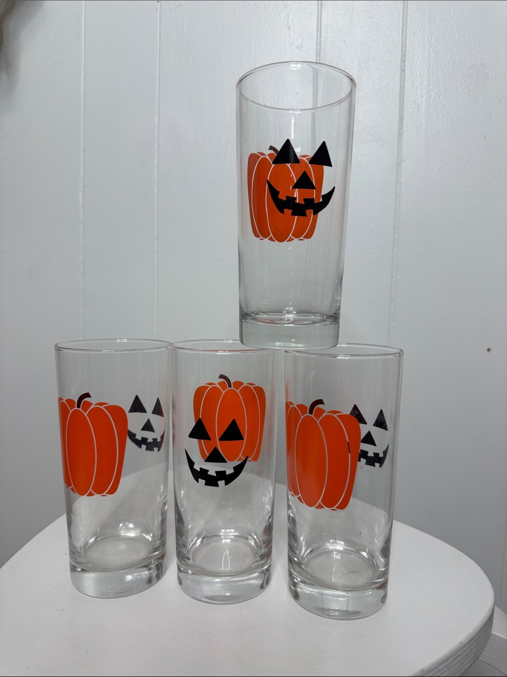Vintage Libbey Halloween jack o lantern glasses set of 4